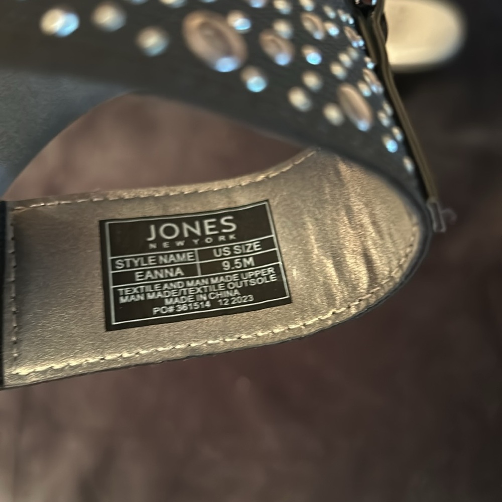 Jones New York Eanna Black Gunmetal Slides Sandals Women’s size 9.5 - Picture 4 of 5